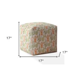 Homezia 17" Pale Orange And Green Cactus Pouf Ottoman 9 Homezia 17" Pale Orange And Green Cactus Pouf Ottoman -Olsberg shop 756cff7f935e4cf0b8ee9204aae27d75