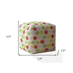 Homezia 17" White Green And Red Polka Dots Pouf Ottoman -Olsberg shop 75e99f90fa34452cb50810b3e5460b74