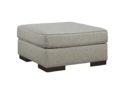 Fabric Upholstered Square Oversized Accent Ottoman With Block Feet, Blue-Benzara