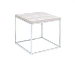 Homezia 24" Chrome And White Oak Manufactured Wood And Metal Square End Table 10 Homezia 24" Chrome And White Oak Manufactured Wood And Metal Square End Table -Olsberg shop 7766858205bc4155915a3a511387756c