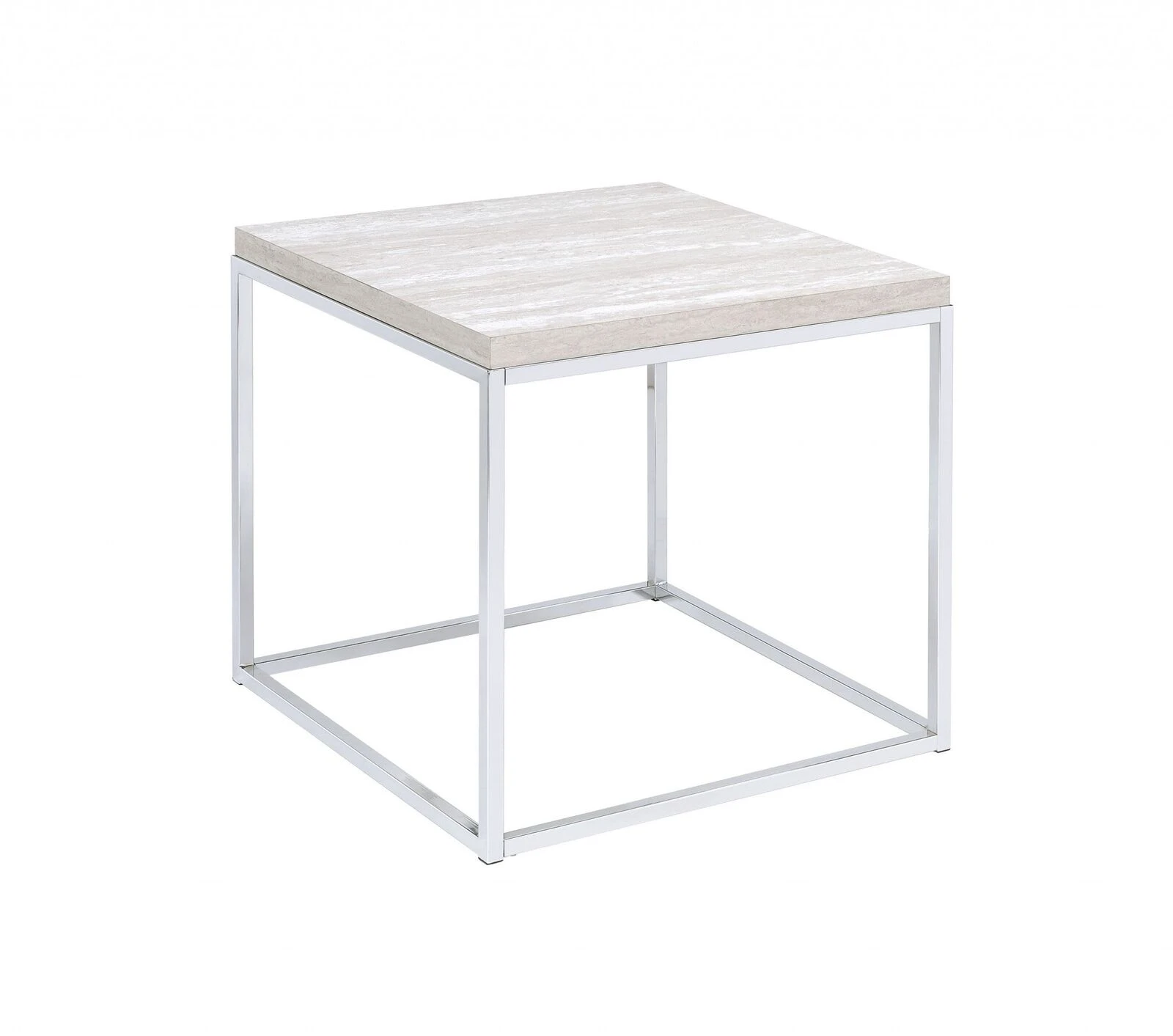 Homezia 24" Chrome And White Oak Manufactured Wood And Metal Square End Table 5 Homezia 24" Chrome And White Oak Manufactured Wood And Metal Square End Table - Image 3