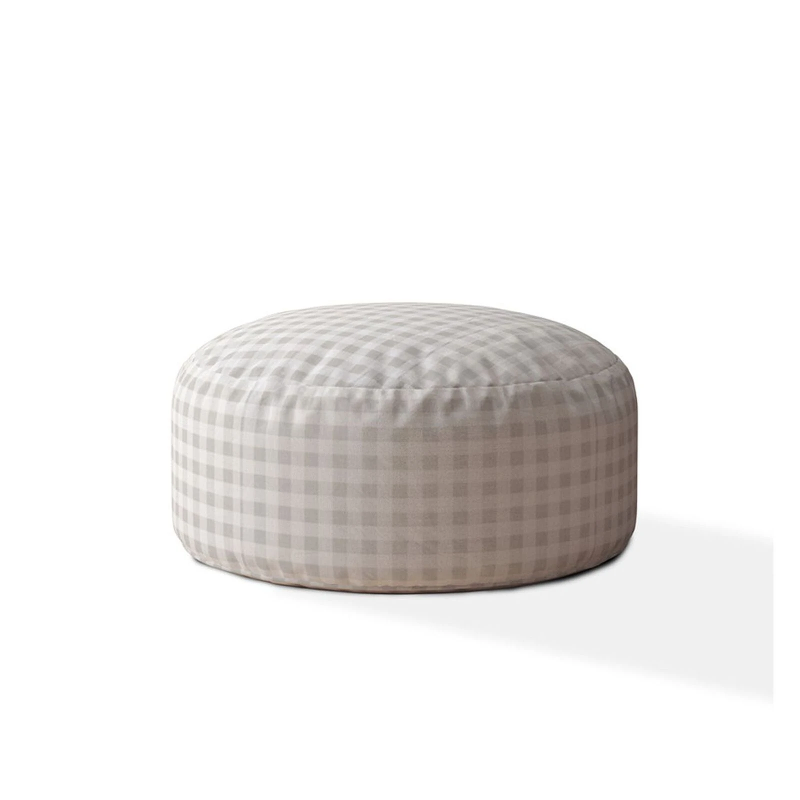Homezia 24" Cotton Round Gingham Pouf Ottoman 3 Homezia 24" Cotton Round Gingham Pouf Ottoman