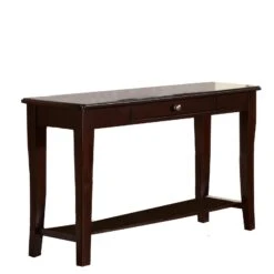 Wooden Console Table With One Drawers Brown-Benzara
