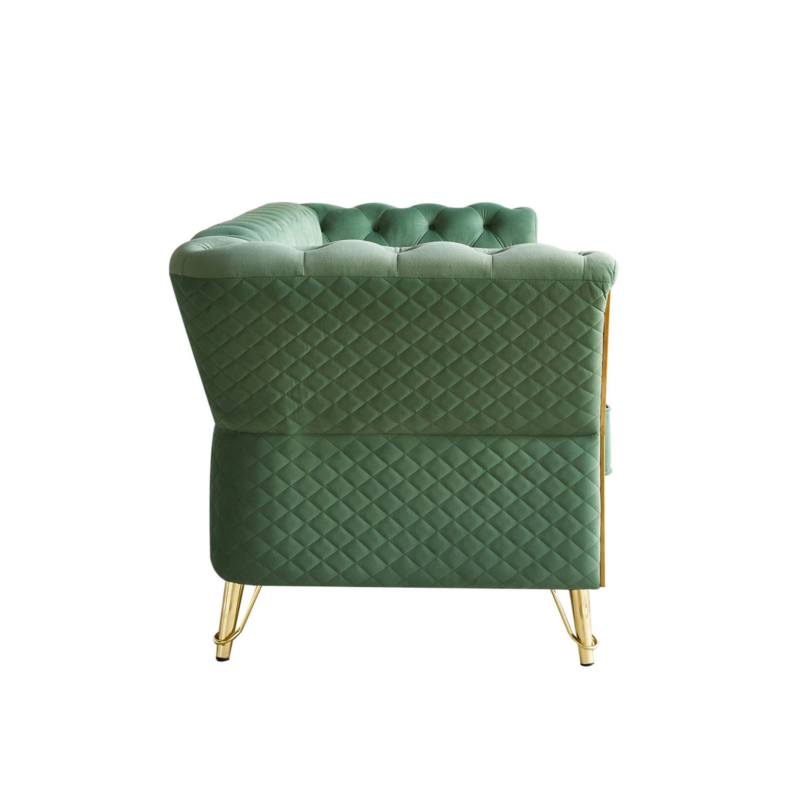 Modern Tufted Velvet Sofa 87.4 Inch For Living Room Mint Green Color 9 Modern Tufted Velvet Sofa 87.4 Inch For Living Room Mint Green Color - Image 7