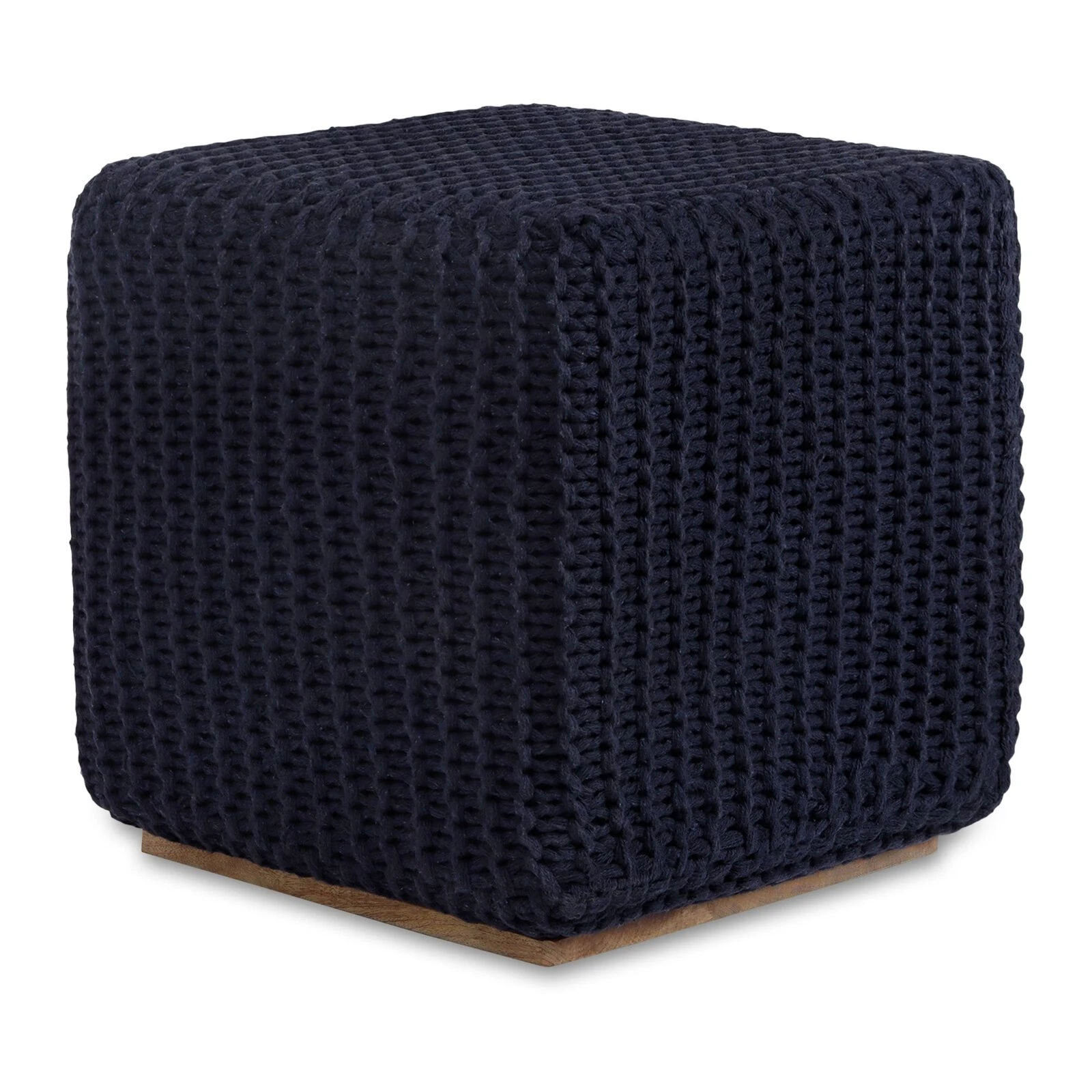Homezia 16" Navy Cotton Blend Pouf Cube Ottoman 3 Homezia 16" Navy Cotton Blend Pouf Cube Ottoman