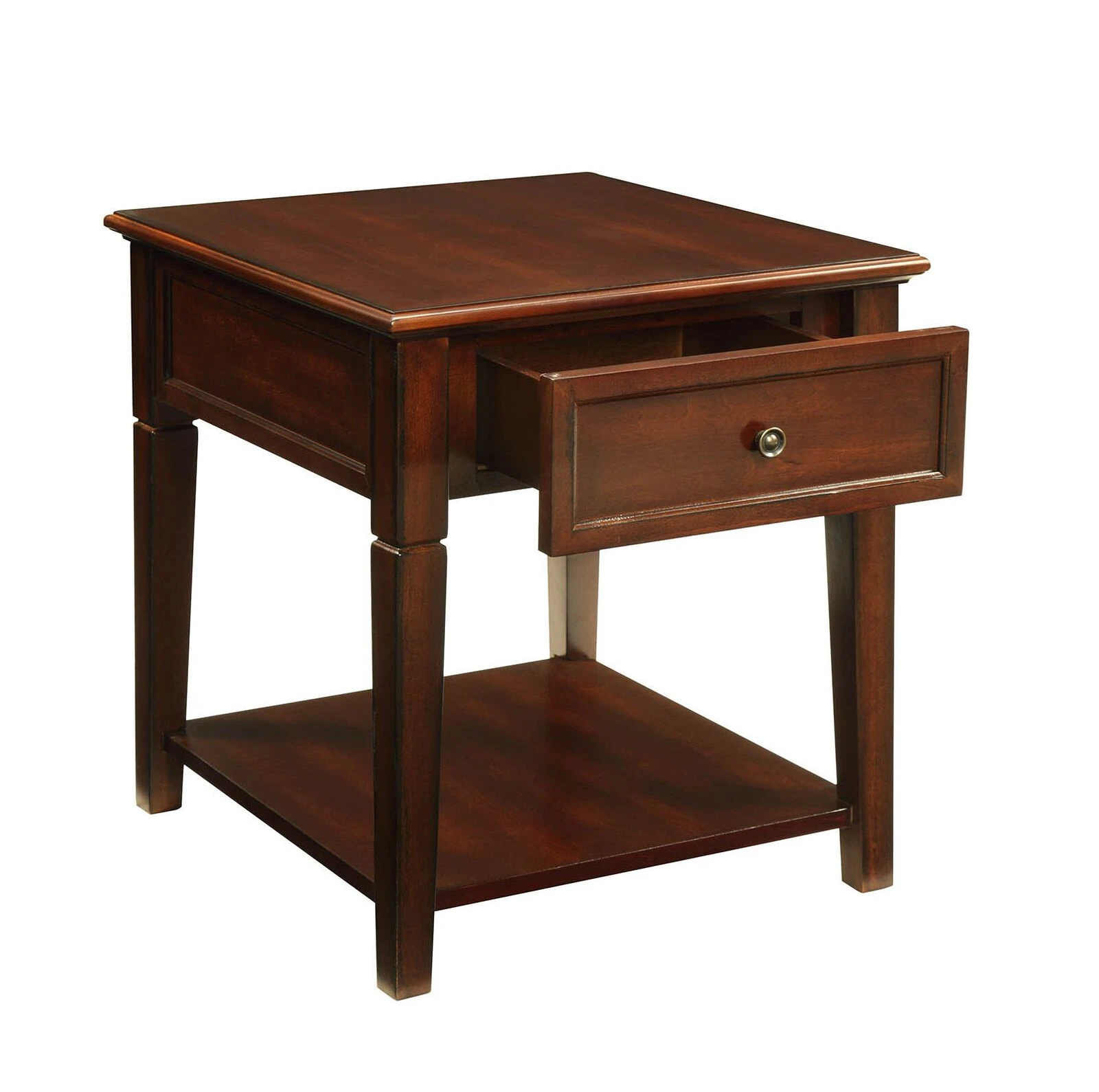 Homezia 24" Walnut Wood Rectangular End Table With Drawer And Shelf 6 Homezia 24" Walnut Wood Rectangular End Table With Drawer And Shelf - Image 4