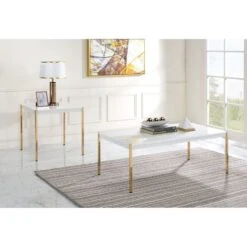 Homezia 24" Gold And White Manufactured Wood Square End Table 11 Homezia 24" Gold And White Manufactured Wood Square End Table -Olsberg shop 7c029fcf32564187b863b02ea2327a8d