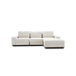 Upholstered Velvet Corner Sofa With Metal Base