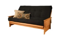 Queen-size Phoenix Futon In Butternut Finish With Suede Black Mattress