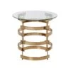 Homezia 21" Champagne Glass And Iron Round End Table