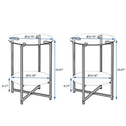 2-piece Set (Clear) Tempered Glass End Table, Round Coffee Table For Bedroom Living Room Office 14 2-piece Set (Clear) Tempered Glass End Table, Round Coffee Table For Bedroom Living Room Office -Olsberg shop 816b8c732d7844d080b5c86390579fac