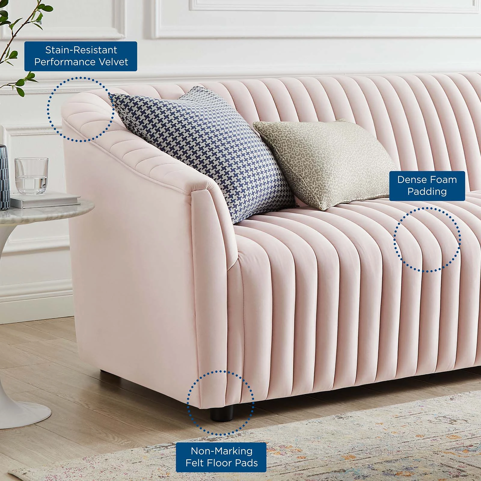Announce Performance Velvet Channel Tufted Sofa 10 Announce Performance Velvet Channel Tufted Sofa - Image 8