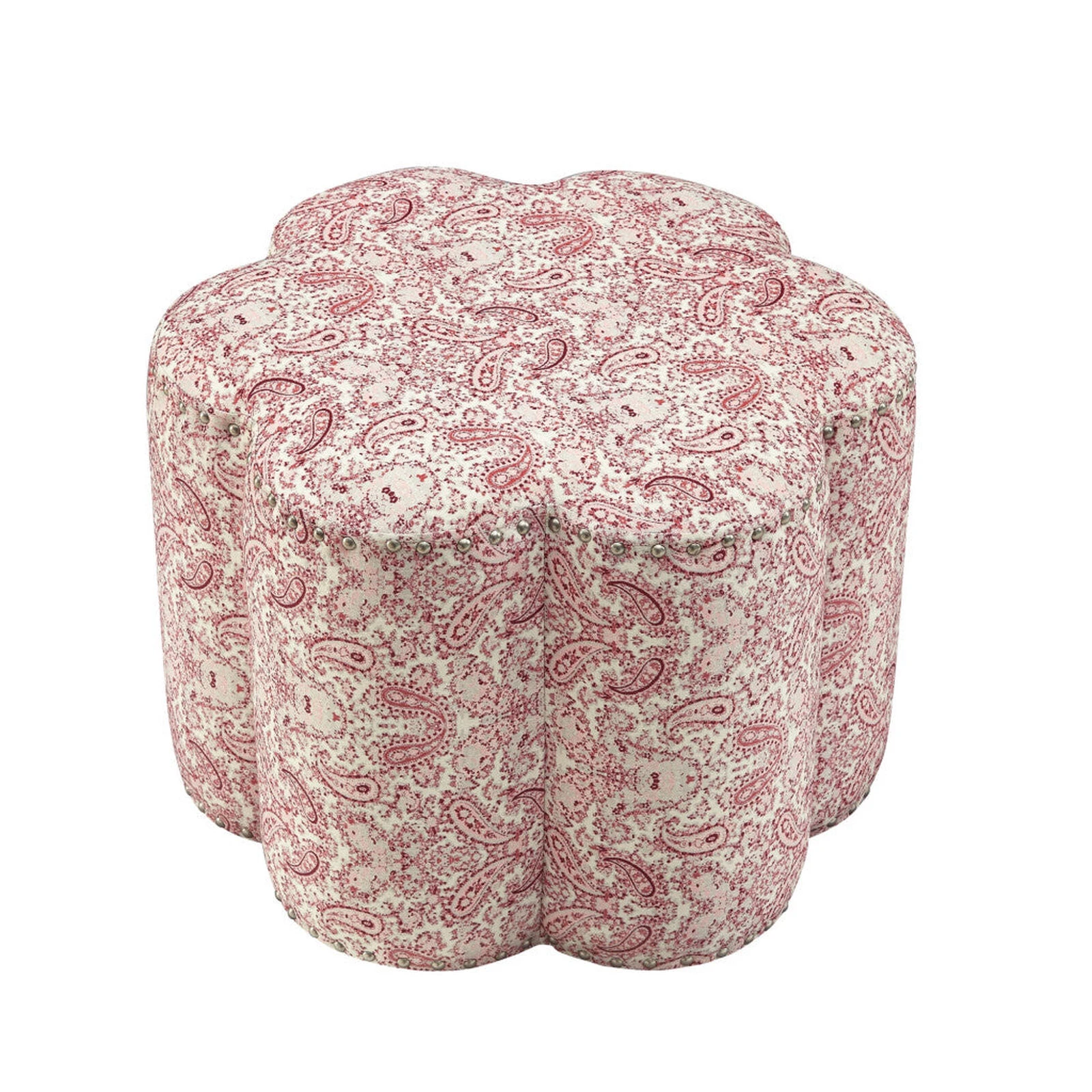 Homezia 25" Paisley Red 100% Linen Specialty Ottoman 3 Homezia 25" Paisley Red 100% Linen Specialty Ottoman