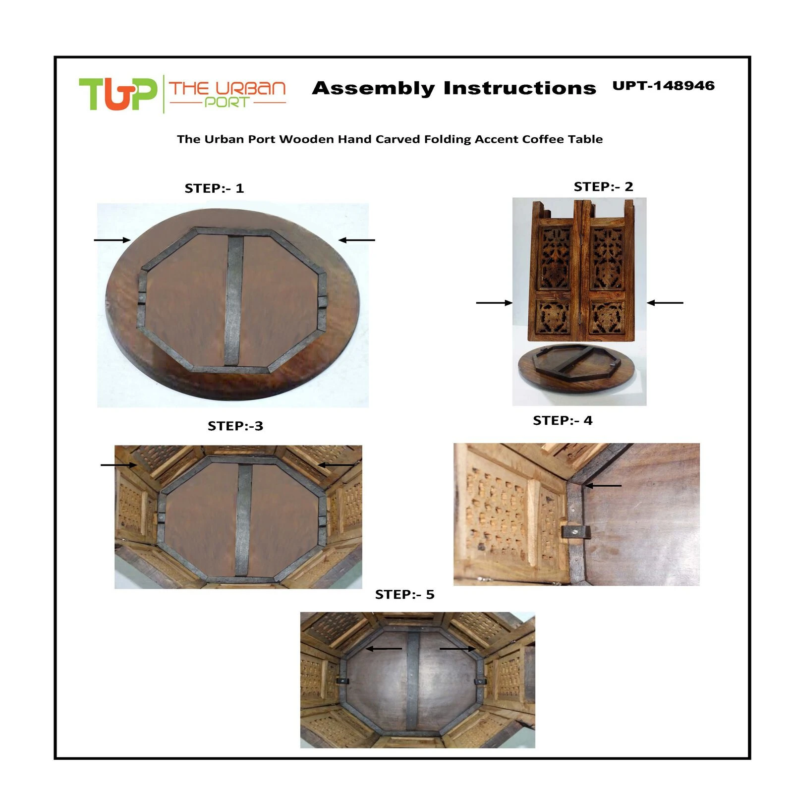 18 Inch Mango Wood Folding Accent Table, Hand Carved, Walnut Brown-Benzara 11 18 Inch Mango Wood Folding Accent Table, Hand Carved, Walnut Brown-Benzara - Image 9