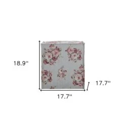 Homezia 18" Pale Blue And Pink 100% Linen Floral Ottoman -Olsberg shop 842533b20508461190c84f6efc45d6f3