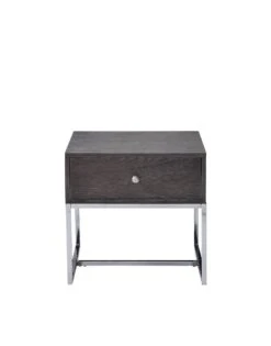Wooden End Table With Tubular Metal Base And Spacious Drawer, Gray And Silver-Benzara 8 Wooden End Table With Tubular Metal Base And Spacious Drawer, Gray And Silver-Benzara -Olsberg shop 88ae7d080ca5473d9484f8fbce9afc21
