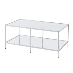 Homezia 42" Chrome Glass And Metal Rectangular Mirrored Coffee Table 14 Homezia 42" Chrome Glass And Metal Rectangular Mirrored Coffee Table -Olsberg shop 88ea8a4665c847fb941b115c95f2a39d