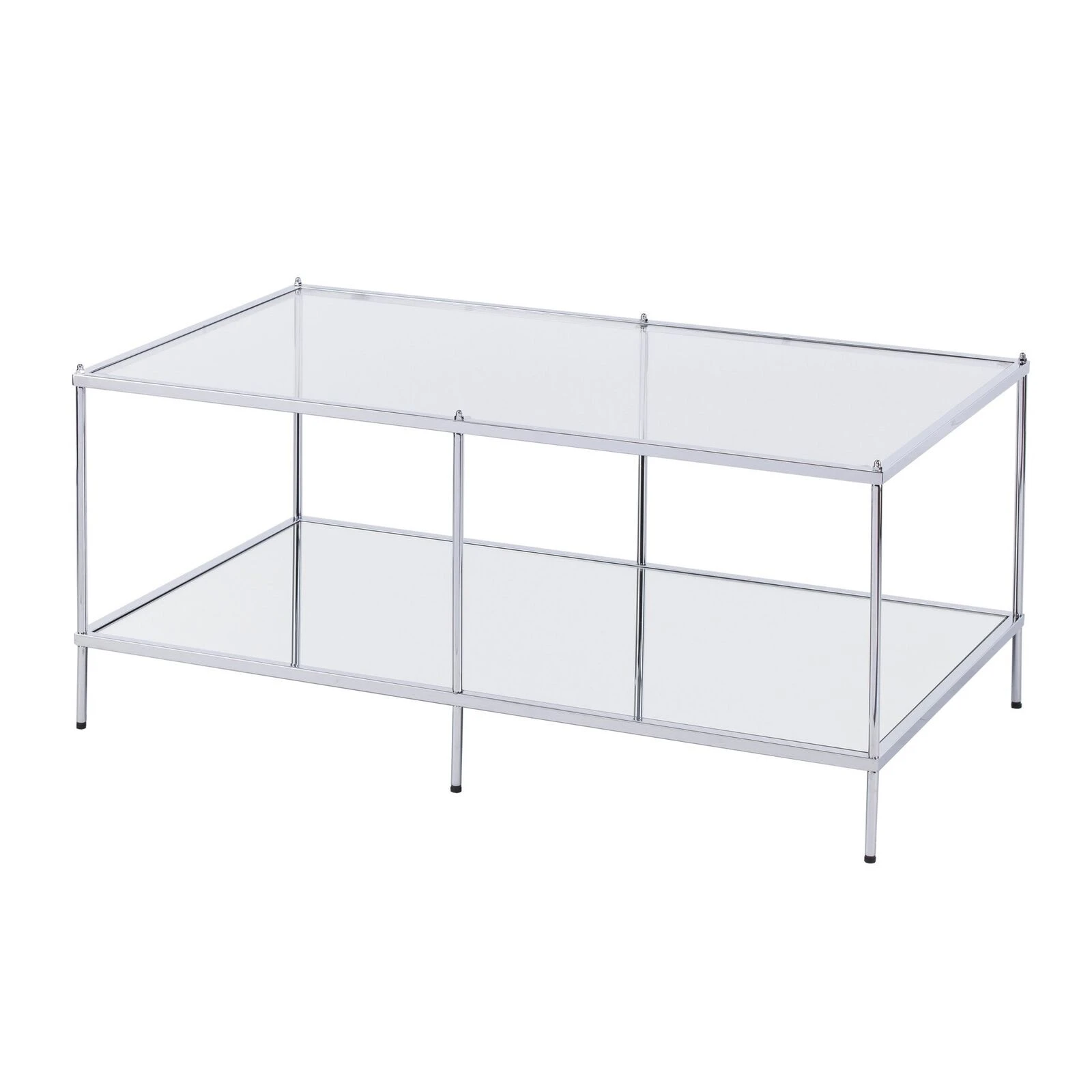 Homezia 42" Chrome Glass And Metal Rectangular Mirrored Coffee Table 8 Homezia 42" Chrome Glass And Metal Rectangular Mirrored Coffee Table - Image 6