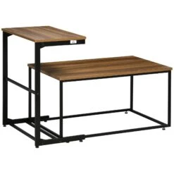 Industrial Style Nesting Tables Set Of 2 W/ Metal Frame For Living Room