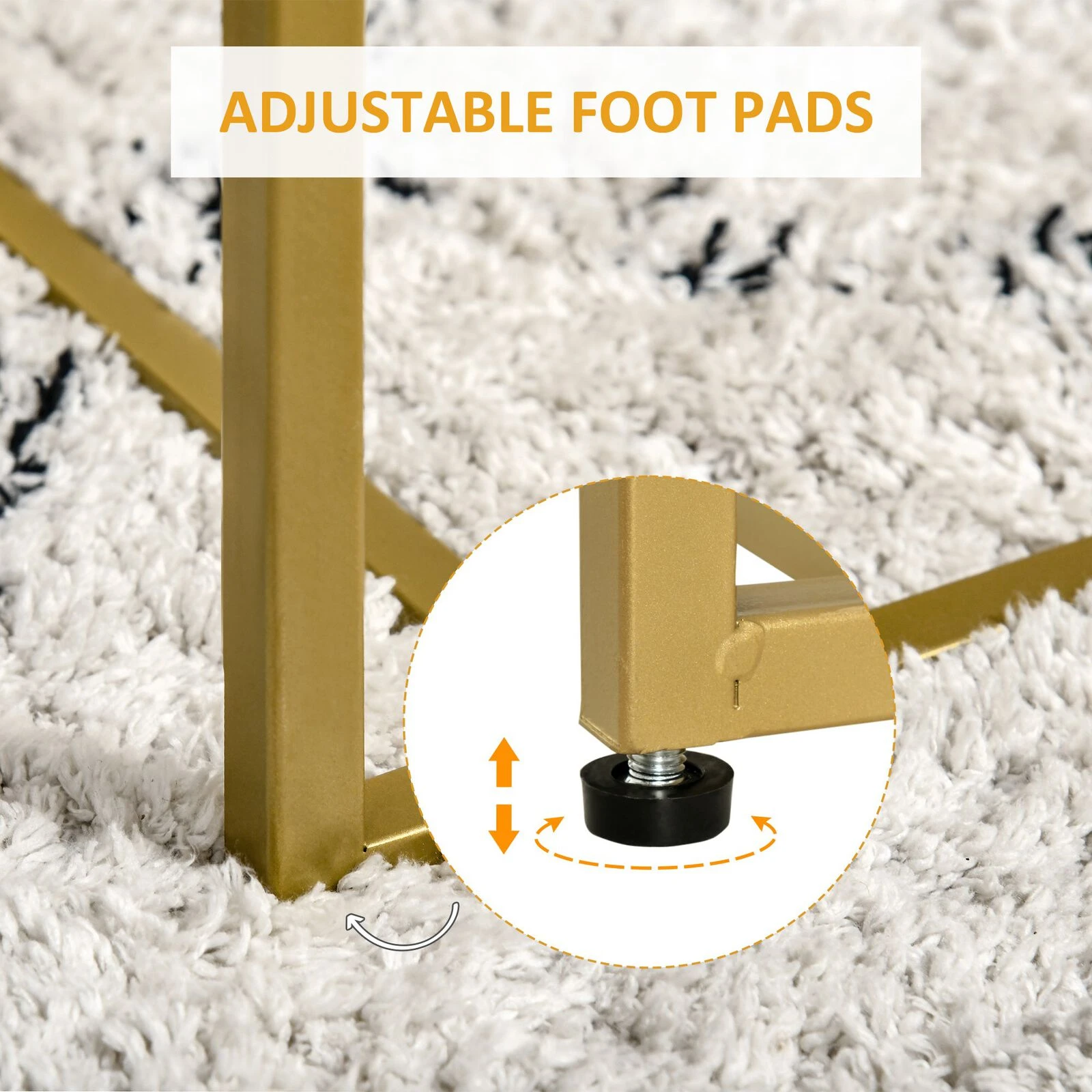 Gold Side Table Small Coffee Table Glass Coffee Table With Double Tabletops, Tempered Glass And Metal Framework For Living Room, Gold/Clear 8 Gold Side Table Small Coffee Table Glass Coffee Table With Double Tabletops, Tempered Glass And Metal Framework For Living Room, Gold/Clear - Image 6