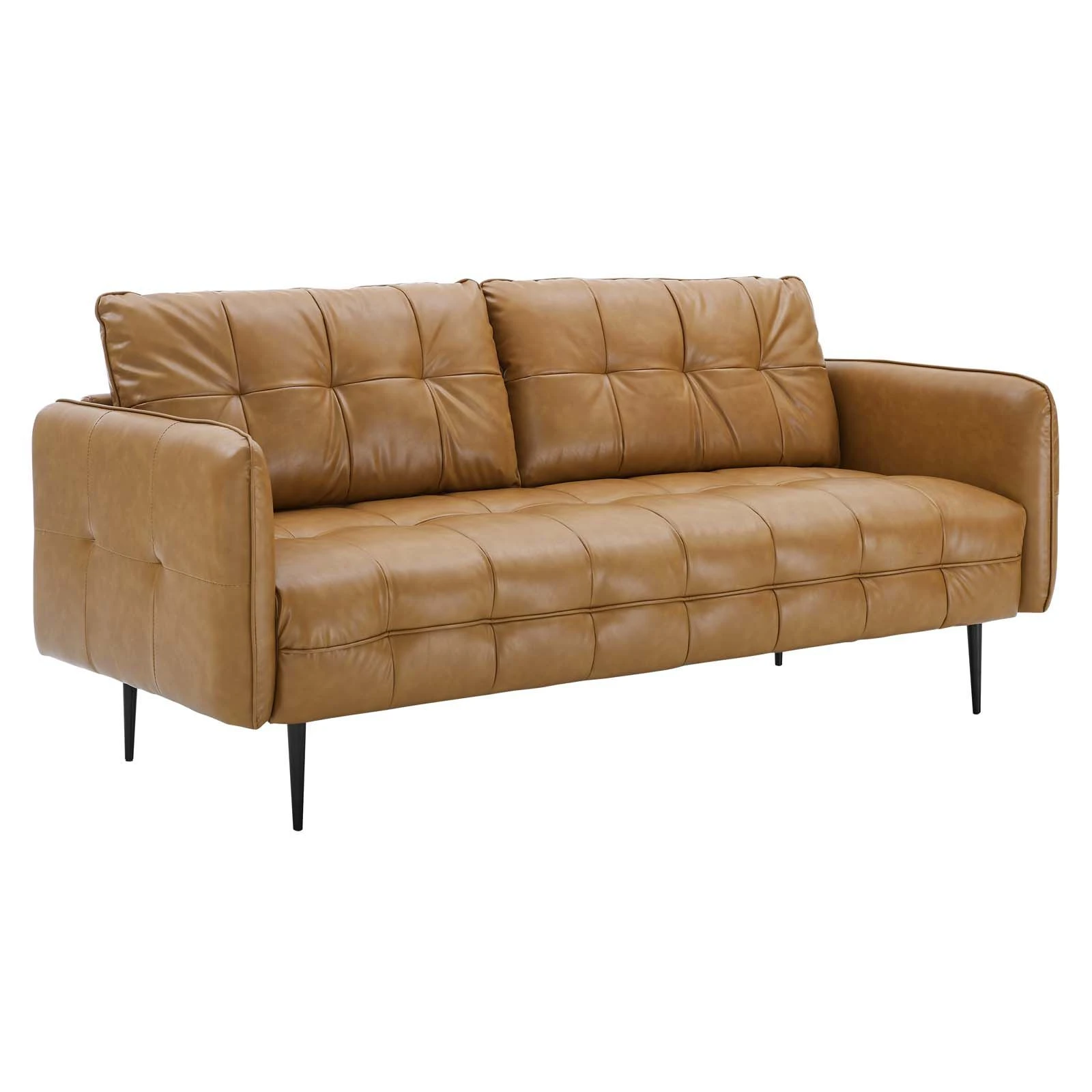 Cameron Tufted Vegan Leather Sofa Brown EEI-4452-TAN 5 Cameron Tufted Vegan Leather Sofa Brown EEI-4452-TAN - Image 3