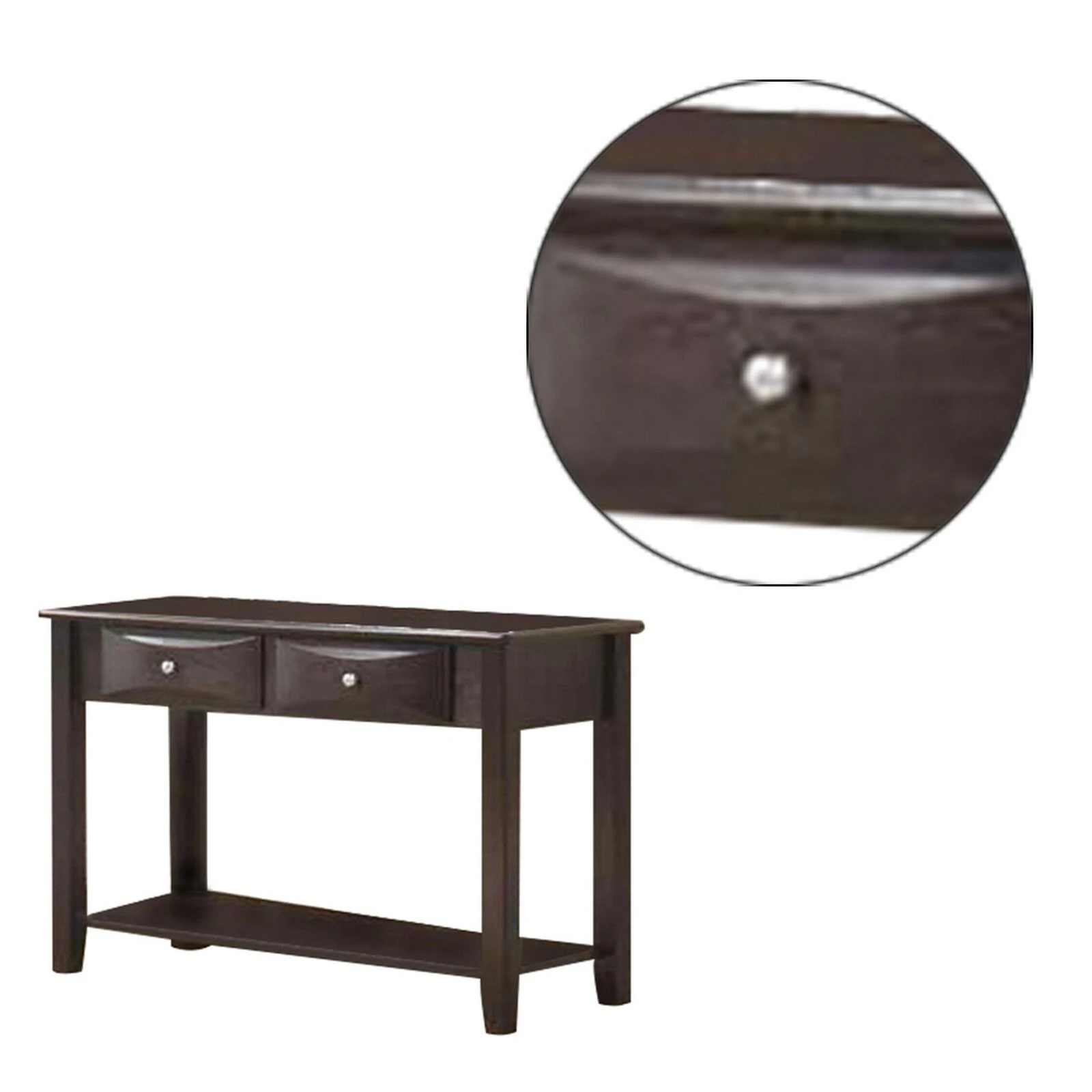 Wooden Console Table With 2 Spacious Drawers, Brown-Benzara 5 Wooden Console Table With 2 Spacious Drawers, Brown-Benzara - Image 3