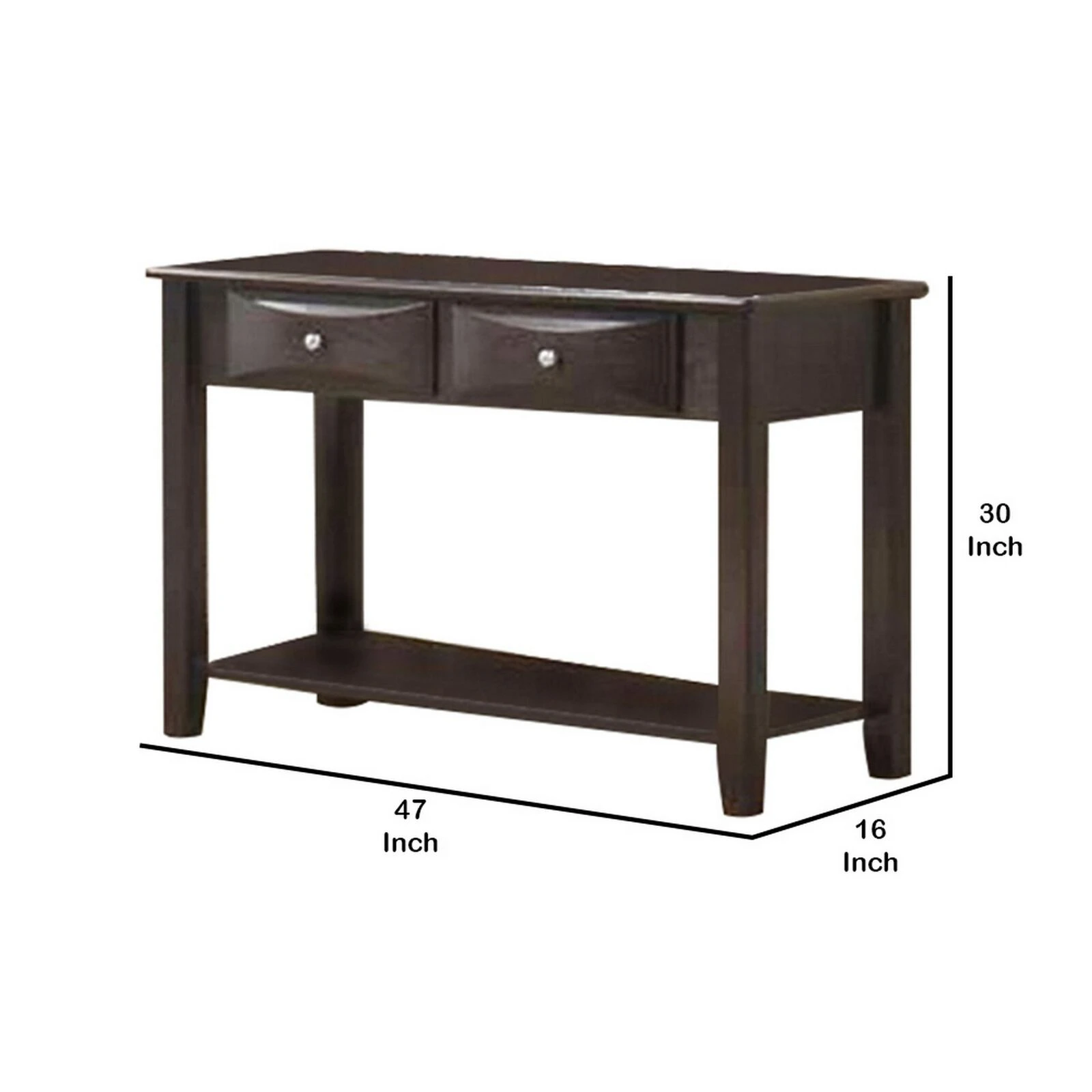 Wooden Console Table With 2 Spacious Drawers, Brown-Benzara 7 Wooden Console Table With 2 Spacious Drawers, Brown-Benzara - Image 5