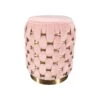 Reno 19 Inch Modern Ottoman, Woven Accents, Hoop Frame, Velvet, Pink-Benzara 1 Reno 19 Inch Modern Ottoman, Woven Accents, Hoop Frame, Velvet, Pink-Benzara -Olsberg shop 8dea97be78ae4aeb8330e510aaf9c4e8