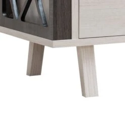 Bev 47 Inch Modern Coffee Table, 2 Drawers, 1 Side Compartment, White, Gray-Benzara -Olsberg shop 8fd3e9cc5b344a81b787f6485c4dcd87