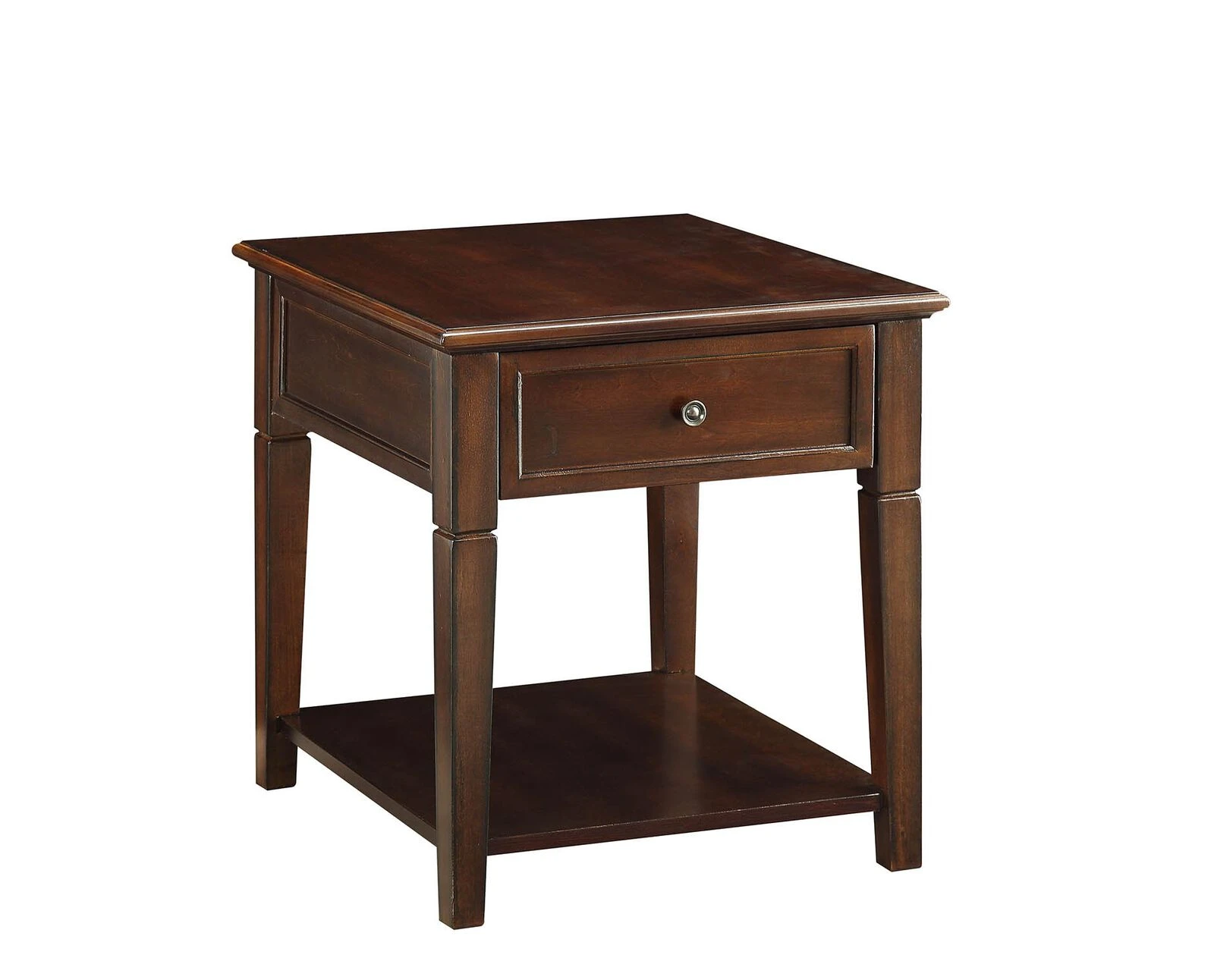 Homezia 24" Walnut Wood Rectangular End Table With Drawer And Shelf 5 Homezia 24" Walnut Wood Rectangular End Table With Drawer And Shelf - Image 3