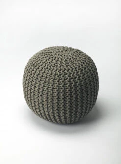 Homezia Cool Gray Woven Pouf Ottoman