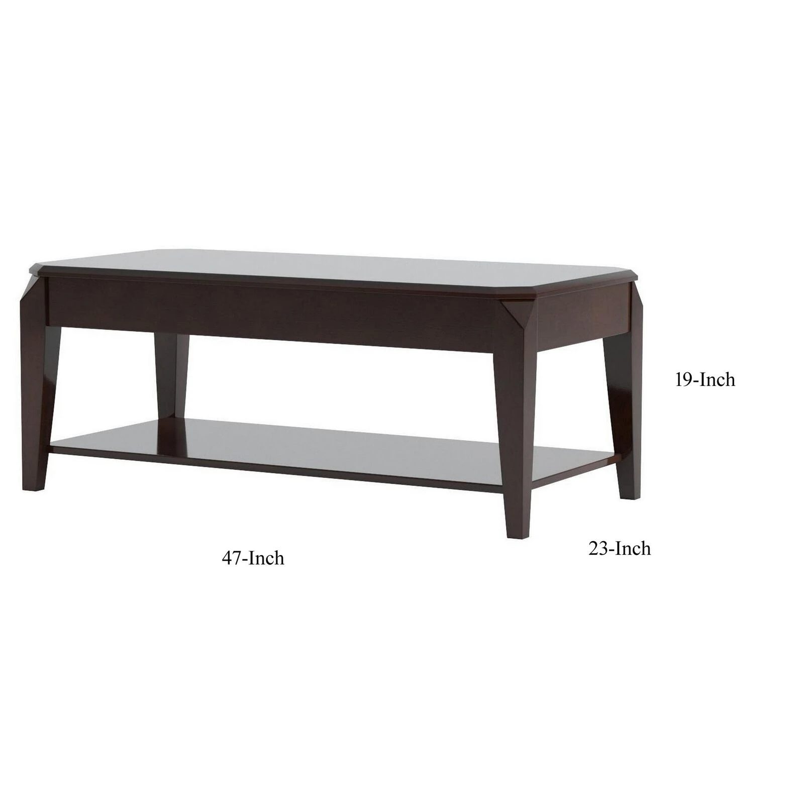 Innovative Coffee Table With Lift Top, Walnut Brown-Benzara 6 Innovative Coffee Table With Lift Top, Walnut Brown-Benzara - Image 4