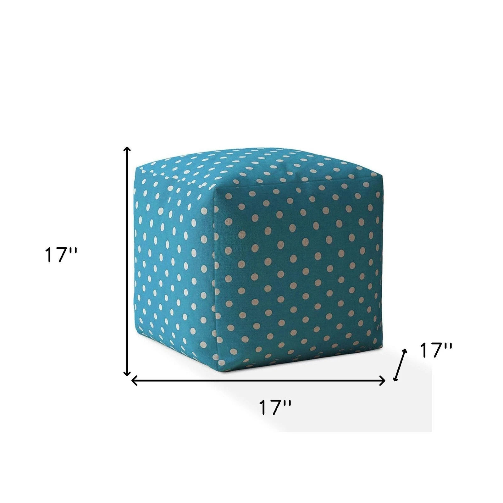 Homezia 17" Blue And White Cotton Polka Dots Pouf Ottoman 5 Homezia 17" Blue And White Cotton Polka Dots Pouf Ottoman - Image 3