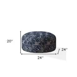 Homezia 24" Blue And White Canvas Round Damask Pouf Ottoman 10 Homezia 24" Blue And White Canvas Round Damask Pouf Ottoman -Olsberg shop 9223677326a44134871b7594e4349d81