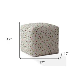 Homezia 17" Green Cotton Polka Dots Pouf Ottoman -Olsberg shop 934d6b9309f64b6aae39b2e4e69bf289