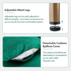 Modern Velvet Sofa With Metal Legs, Loveseat Sofa Couch With Two Pillows For Living Room And Bedroom, Green 13 Modern Velvet Sofa With Metal Legs, Loveseat Sofa Couch With Two Pillows For Living Room And Bedroom, Green -Olsberg shop 93b73be0afc8418b846a79191219d0ee