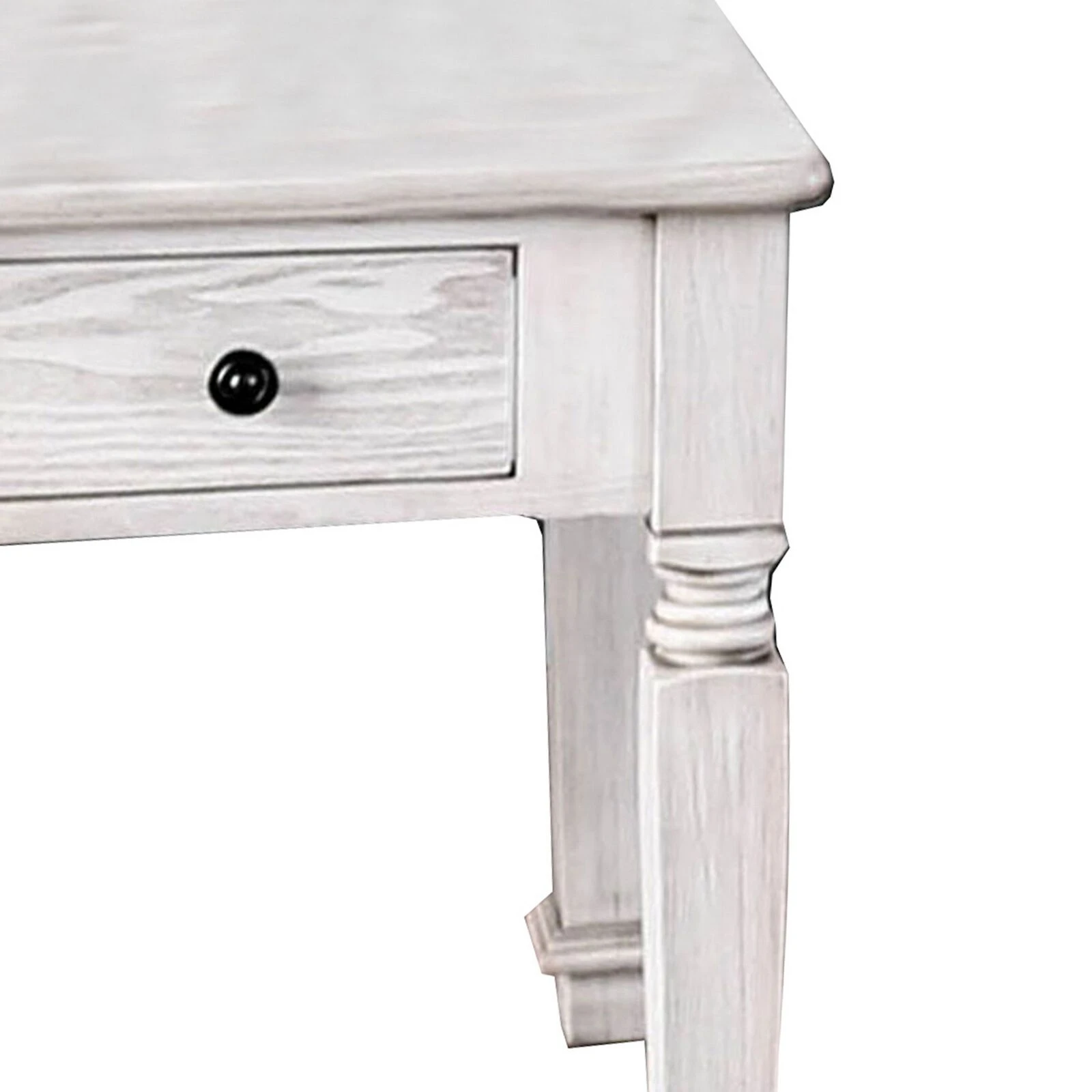Transitional Style Wooden End Table With 1 Drawer Storage, White- Benzara 6 Transitional Style Wooden End Table With 1 Drawer Storage, White- Benzara - Image 4