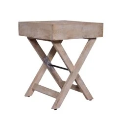 22 Inch Farmhouse Square Tray Top End Table, Mango Wood, X Shape Foldable Frame, Washed White-Benzara 14 22 Inch Farmhouse Square Tray Top End Table, Mango Wood, X Shape Foldable Frame, Washed White-Benzara -Olsberg shop 95f347e7353c41a699237a9b6d0b39cb