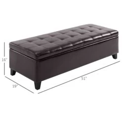 Large 51" Tufted Faux Leather Ottoman Storage Bench For Living Room, Entryway, Or Bedroom, Dark Brown 10 Large 51" Tufted Faux Leather Ottoman Storage Bench For Living Room, Entryway, Or Bedroom, Dark Brown -Olsberg shop 974f346976e14cd1a42376d46da40f2b