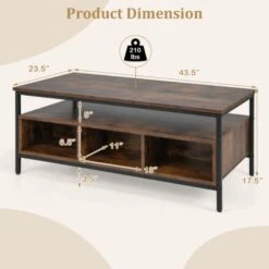 3-Tier Coffee Table With Storage Metal Frame-Coffee -Olsberg shop 978182318e494be384e01a9faaf8ee56