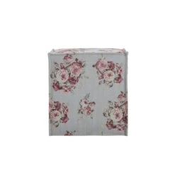 Homezia 18" Pale Blue And Pink 100% Linen Floral Ottoman