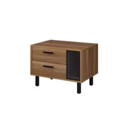 Accent Table With A Stlish Pull Out Tray, Brown And Black-Benzara