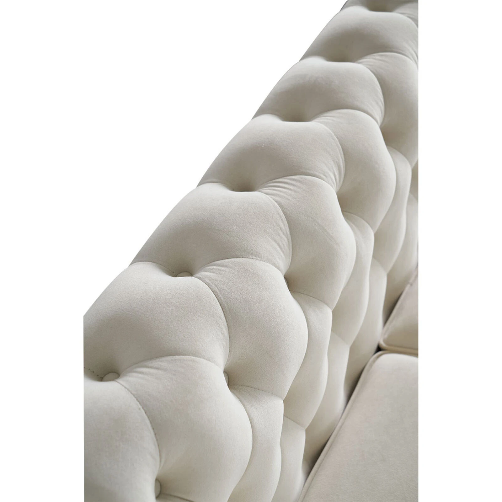 Chesterfield Velvet Sofa 84.65 Inch For Living Room Beige Color 10 Chesterfield Velvet Sofa 84.65 Inch For Living Room Beige Color - Image 8