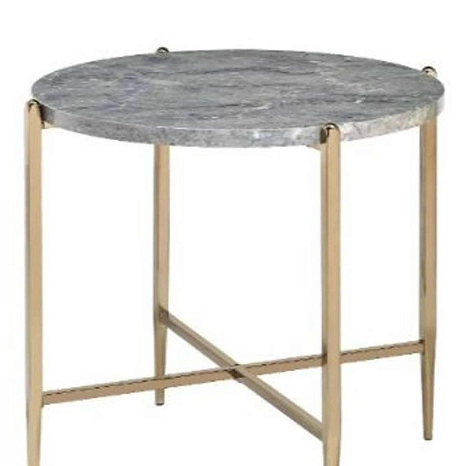 Homezia 24" Champagne And Light Gray Manufactured Wood And Metal Round End Table 3 Homezia 24" Champagne And Light Gray Manufactured Wood And Metal Round End Table