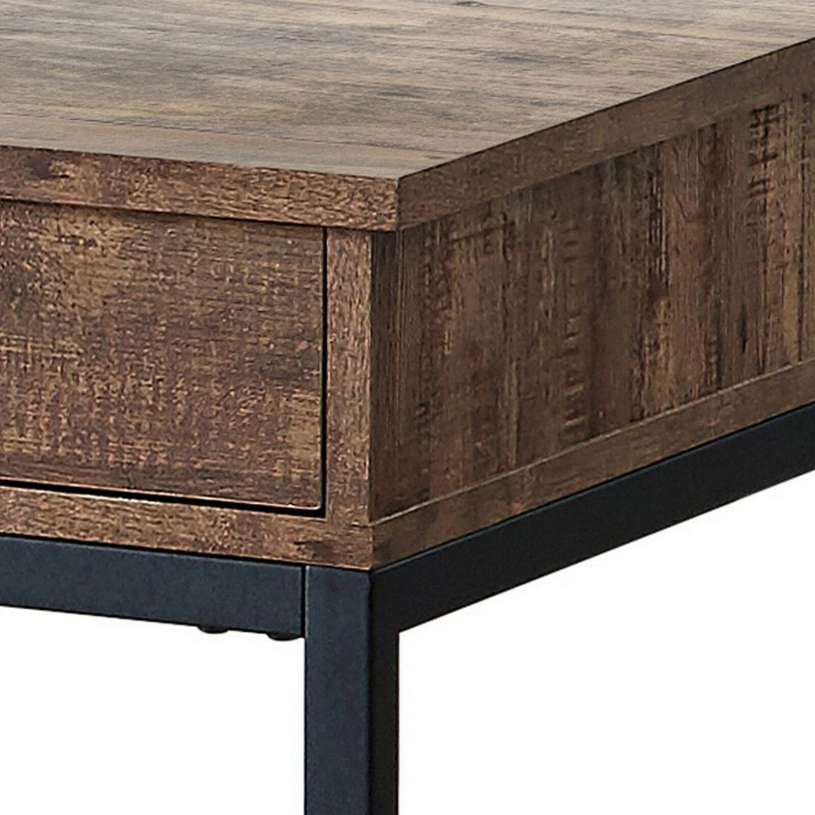 24 Inch Side End Table, Rectangular Tabletop, Single Drawer, Rustic Brown - Benzara 4 24 Inch Side End Table, Rectangular Tabletop, Single Drawer, Rustic Brown - Benzara - Image 2