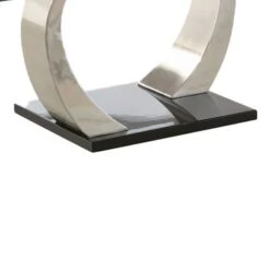 Floating Glass Top Coffee Table With Metal Support, Clear And Silver-Benzara -Olsberg shop 9b6e818d89034ec6b9589a77cb251267