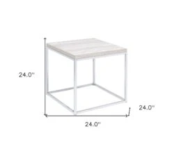 Homezia 24" Chrome And White Oak Manufactured Wood And Metal Square End Table 13 Homezia 24" Chrome And White Oak Manufactured Wood And Metal Square End Table -Olsberg shop 9c4704be593d4d698c7e66bfd6c05eab