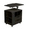Height Adjustable Overbed End Table Wooden Nightstand With Swivel Top, Drawers, Wheels And Open Shelf, Black 2 Height Adjustable Overbed End Table Wooden Nightstand With Swivel Top, Drawers, Wheels And Open Shelf, Black -Olsberg shop 9cd37728c0d94a9e8861fe73250b6f8e