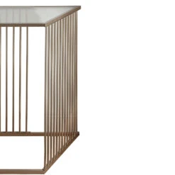 Metal And Glass Sofa Table With Vertical Slat Design, Gold-Benzara -Olsberg shop 9dc84cdd01c746bfbd1293ac21dd1fcf