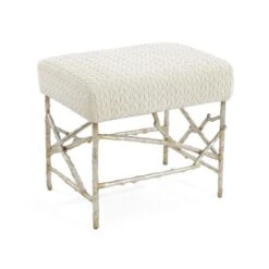 Branch-Style Base White Ottoman